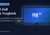 98-Zoll-Fernseher im Größenvergleich mit einem 55-Zoll-Gerät – XXL-Heimkino