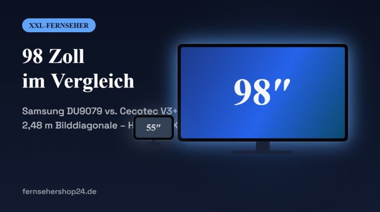 98-Zoll-Fernseher im Größenvergleich mit einem 55-Zoll-Gerät – XXL-Heimkino