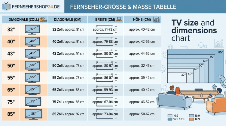 Fernseher Größen