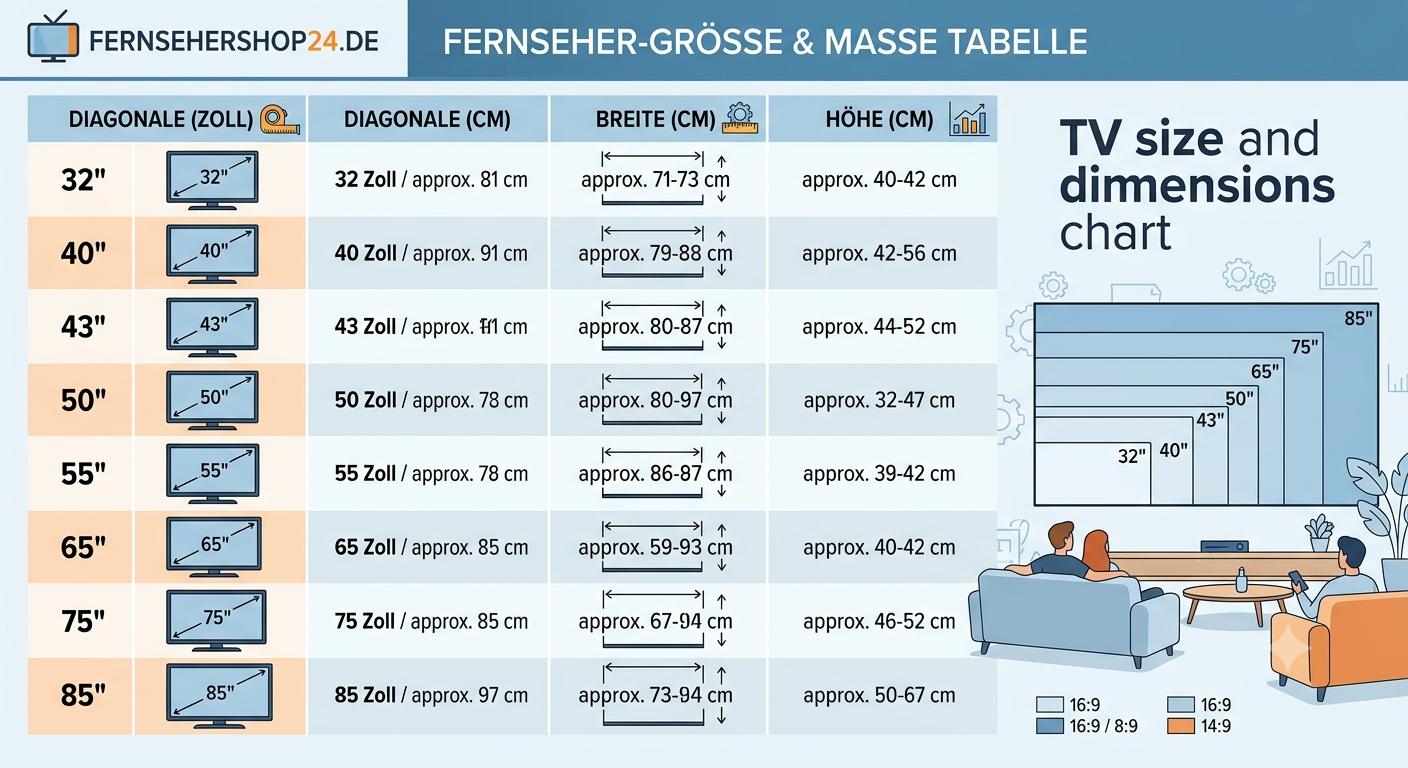 Fernseher Größen